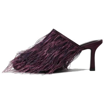 Элегантные туфли на высоком каблуке против трения с открытым носком Женские тапочки Фиолетовый Красный 1127241035