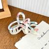 Ins  Fashion 10.2CM Large Wind Watermarked Bowknot Hair Claw Simple Plastic Shark Clip Hair Accessories For Woman Girls
