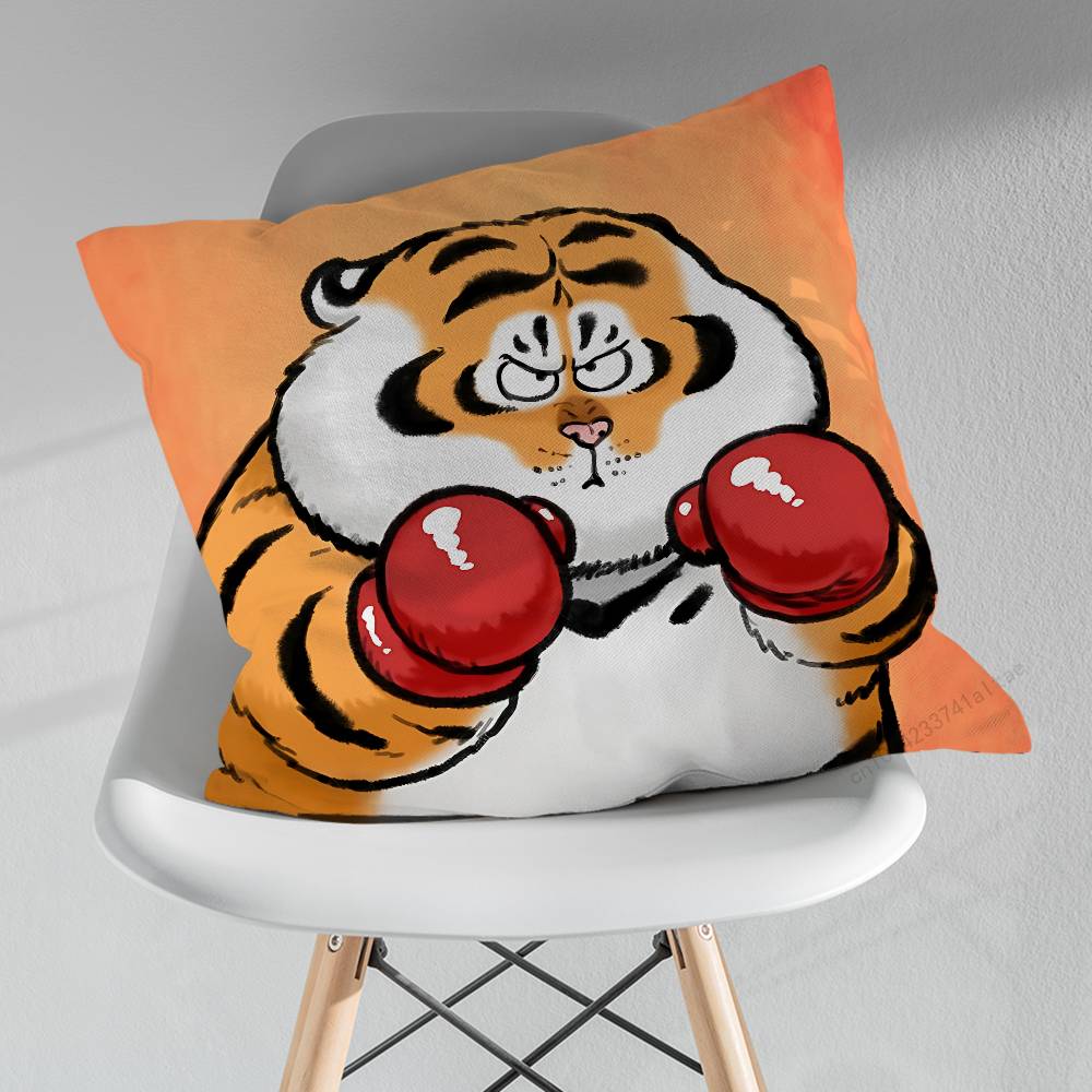 Funny Cute Tiger Emojis Pillow Case For 30x30cm45x45cm55x55cm For Home Bedroom Decoration And Protector