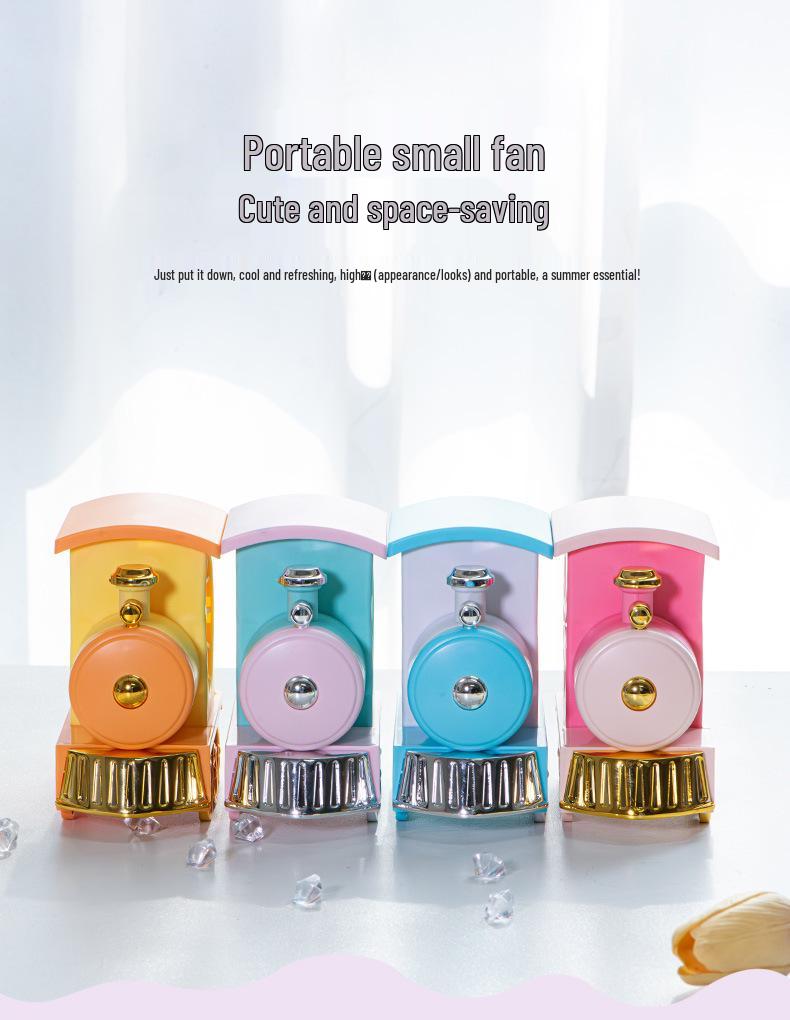 Summer Cartoon Train USB Rechargeable Portable Desktop Fan Toy