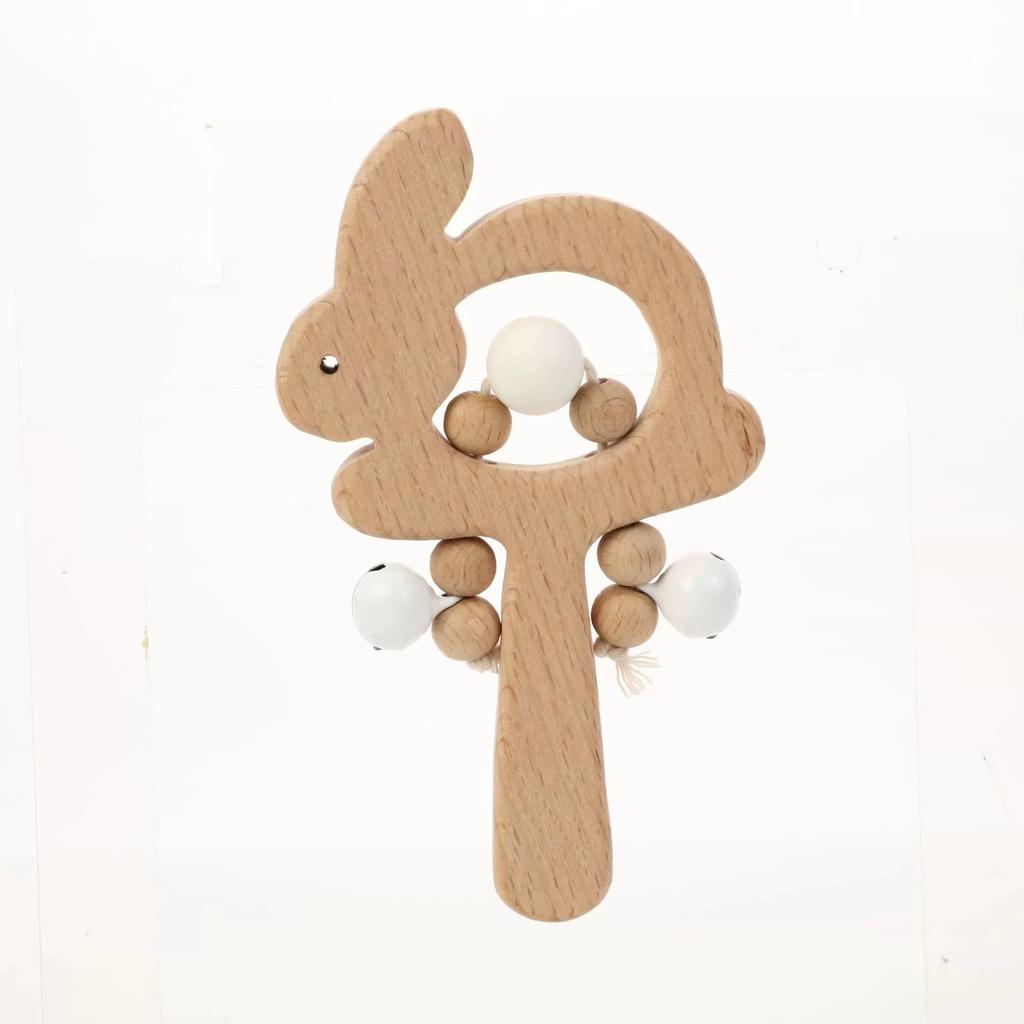 Baby Wooden Rattle Hand Teething Wooden Ring Makes A Sound Montessori Educational Toy Ages 6mo+