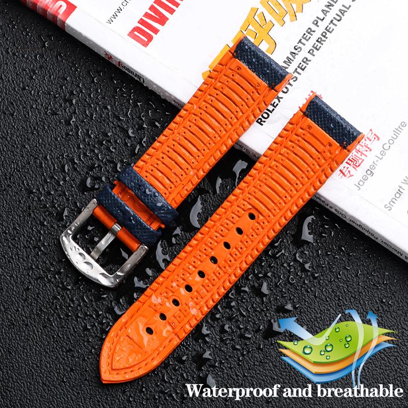 Нейлоновый ремешок для часов с резиновым низом для серии Casio PROTREK PRG-600YB PRG-650 PRW-6600, парусиновый силиконовый ремешок для часов, спортивный ремешок 24 мм