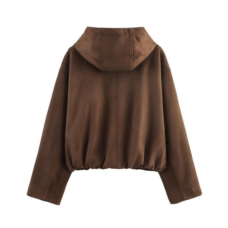 Womens Oversized Hooded Fleece-Feel TR Jacket Streetwear 2025 Loose Fit Long Sleeve Zip-Up