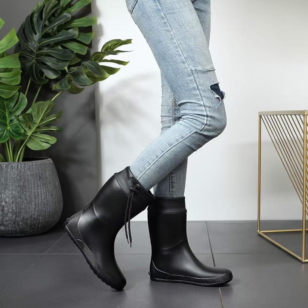 Модные резиновые сапоги Crestar до середины икры для женщин, модные сапоги для садоводства с манжетой, уличные ультралегкие портативные водонепроницаемые садовые туфли