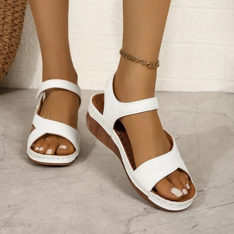 Fashion Outdoor High Quality Ladies Shoes 2025 Open Toe Women's Sandals Casual Sandals Women Round Toe Wedge Print Plus Size Shoes Women