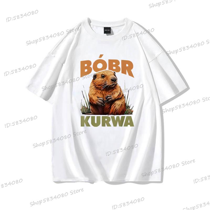 Cartoon Bobr Kurwa Tshirt High Quality 100 Cotton Short Sleeve Tee Tops Kurwa Bober Unisex Fashion Casual Tshirts Graphic Printed