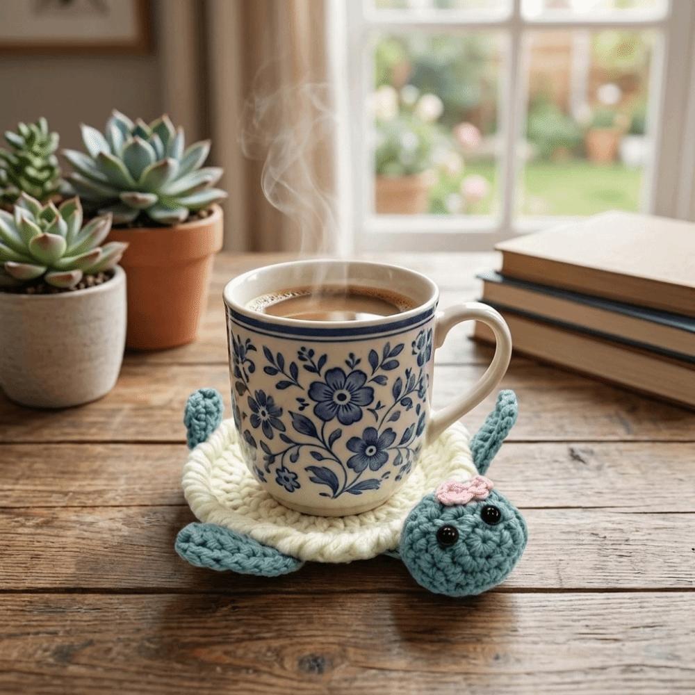 Non-Slip Crochet Animal Coaster Funny Knitted Cup Mat Creative Heat Resistant Pat Home Decor