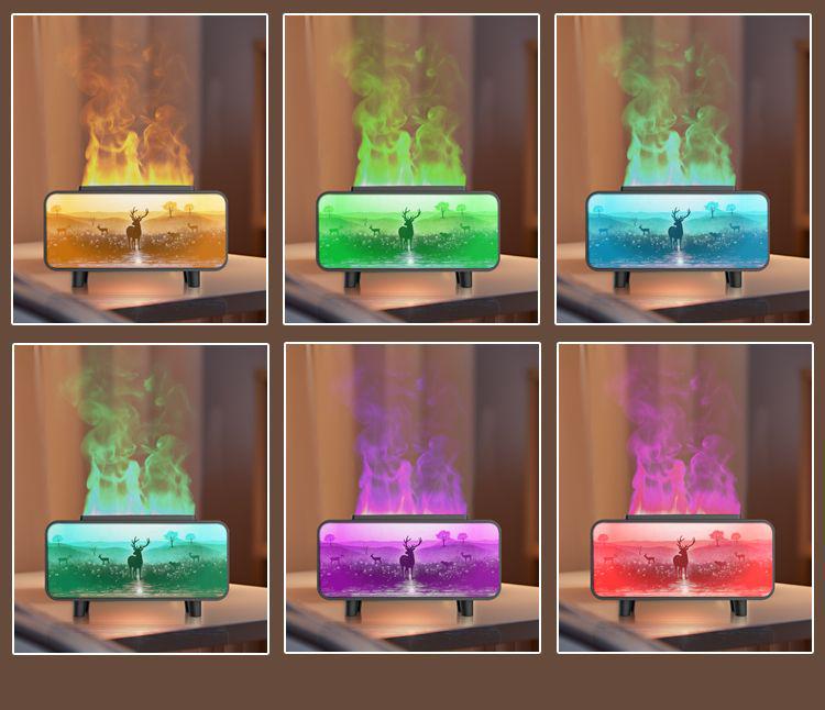 2025 Fireplace Flame Humidifier & Aroma Diffuser with Automatic Spray and Atmosphere Light for Home & Bedroom