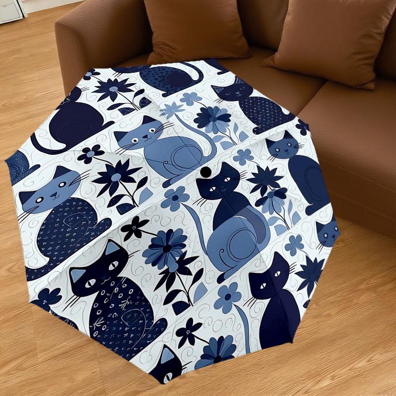 1PC cat flower Umbrella-8-Rib Reinforced Portable Folding Travel Suitable for All Seasons Outdoor Daily Use -J0401