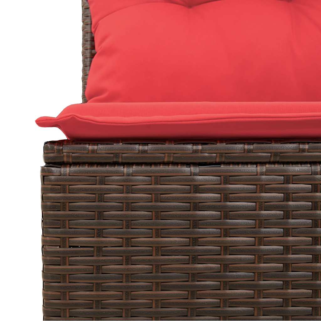 4 Piece Garden Sofa Set with Cushions Brown Poly Rattan