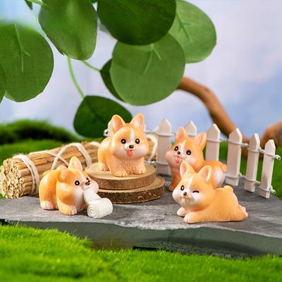 Микропейзаж смоляное украшение мультфильм милая собака корги животное украшение офисный рабочий стол автомобиль украшение дома