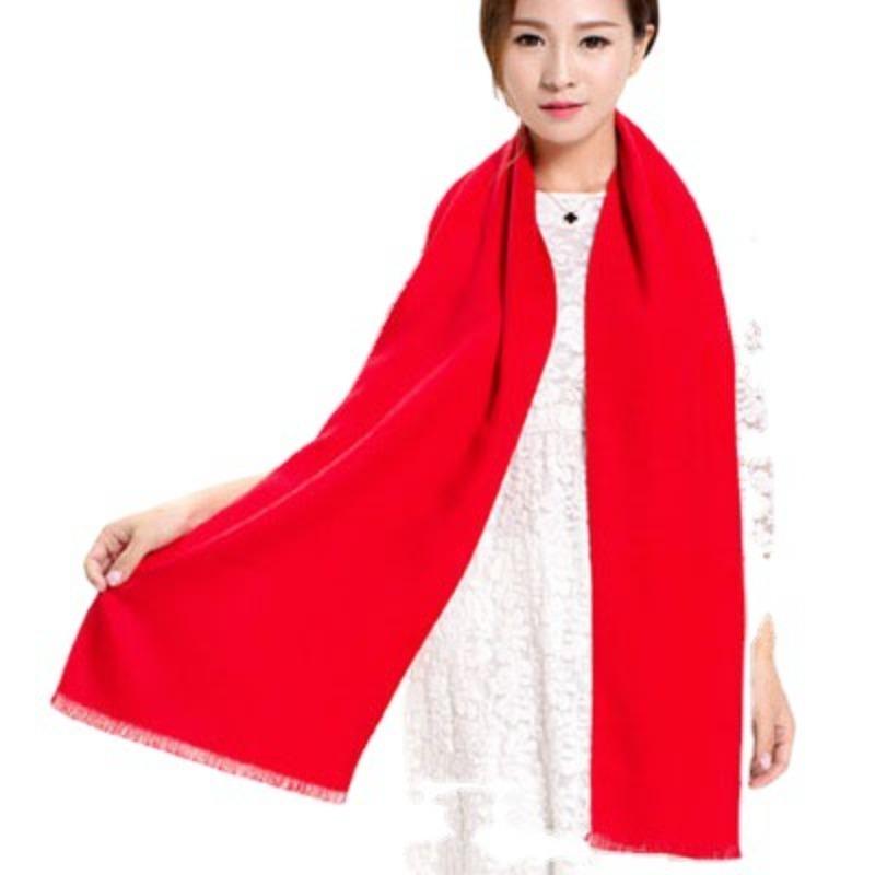 Autumn and Winter Thickened Warm Cashmere Short Beard Big Red Scarf Women's Company Will Print Embroidered Shawl Sweet Neck Protection