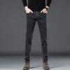 2024 Осень и зима Новые джинсовые брюки для мужчин, эластичные облегающие прямые брюки, удобная и мягкая толстая мужская одежда