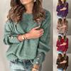 Women's Fashion Solid Color Pullover Round Neck Warm Long Sleeve Sweater