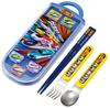 Skater Lunch Box Trio and Made In Plarail TACC2AG69401 Children's Set, Chopsticks, Spoon, Fork, Kids' Cutlery, Antibacterial, Easy-Open Slide-Open,