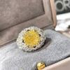 Роскошное женское кольцо с желтым кристаллом CZ для женщин, на вечеринку, элегантное, на палец, подарок на годовщину, стерлинговое серебро