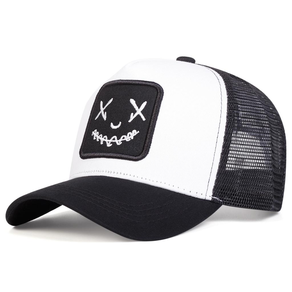 Unisex XX Smiling Face Embroidery Baseball Net Caps Spring and Summer Outdoor Adjustable Casual Hats Sunscreen Hat