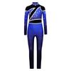 Girls Performance Jumpsuit Color Gradient Mock Neck Long Sleeve with Rhinestones Keyhole Back