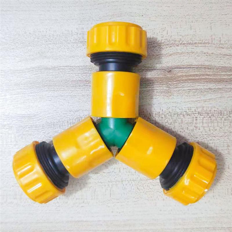 Трехходовой пластиковый разветвитель-переходник для шланга water pipe hose splitter connector adapter с быстрым клапаном, 1 дюйм.