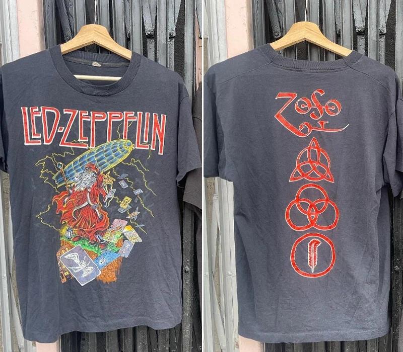 RETRO Led Zeppelin Zoso band 90s Unisex short sleeve black T shirt All Size S-5X