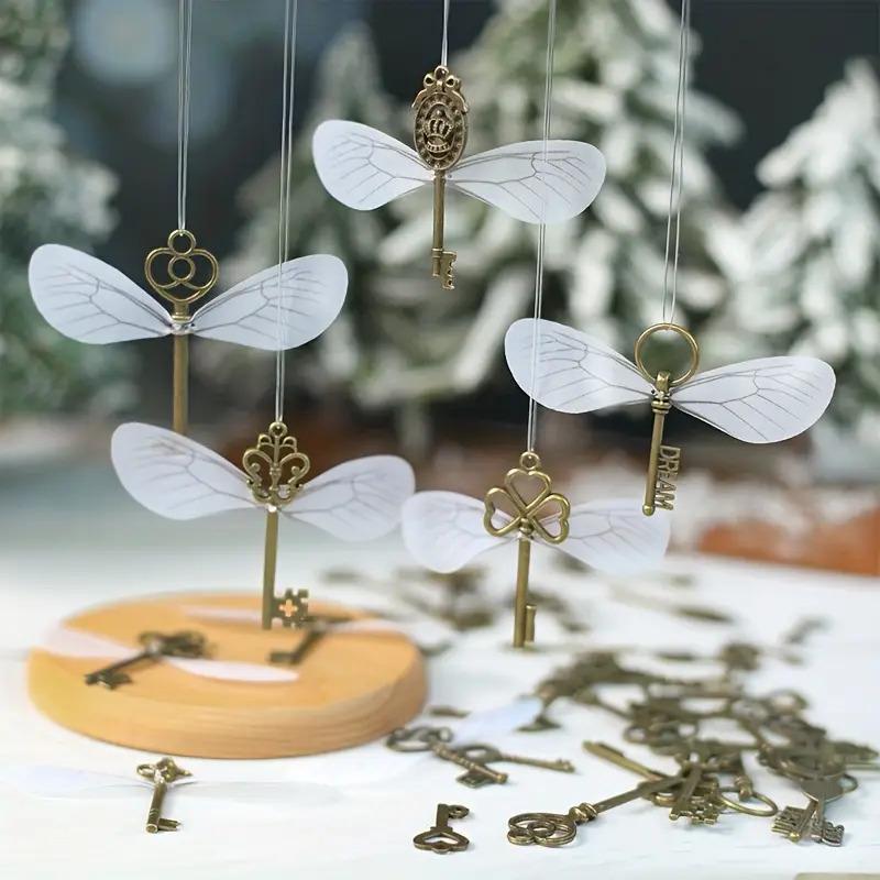 25/49 шт. Винтажные Антикварные Кружевные Ключи с Крыльями Стрекозы DIY Реалистичный Эффект Для Комнаты Рождества Свадебной Вечеринки Декорации