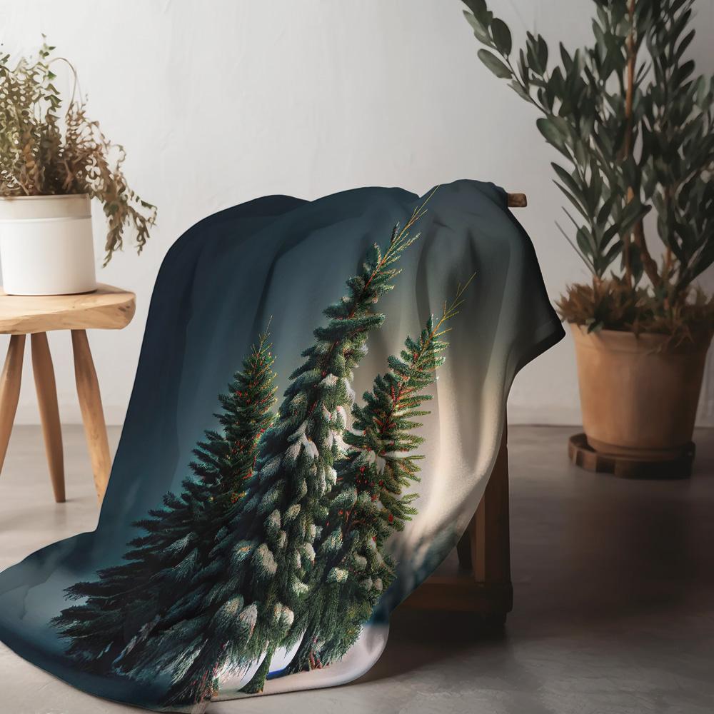 Tuniu Cozy Winter Forest Fleece Blanket for Sofa Bed Living Room Bedroom Decor Gift