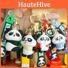 Creative Cute Panda Keychain Rubber Charm Backpack Decor In Bamboo Design