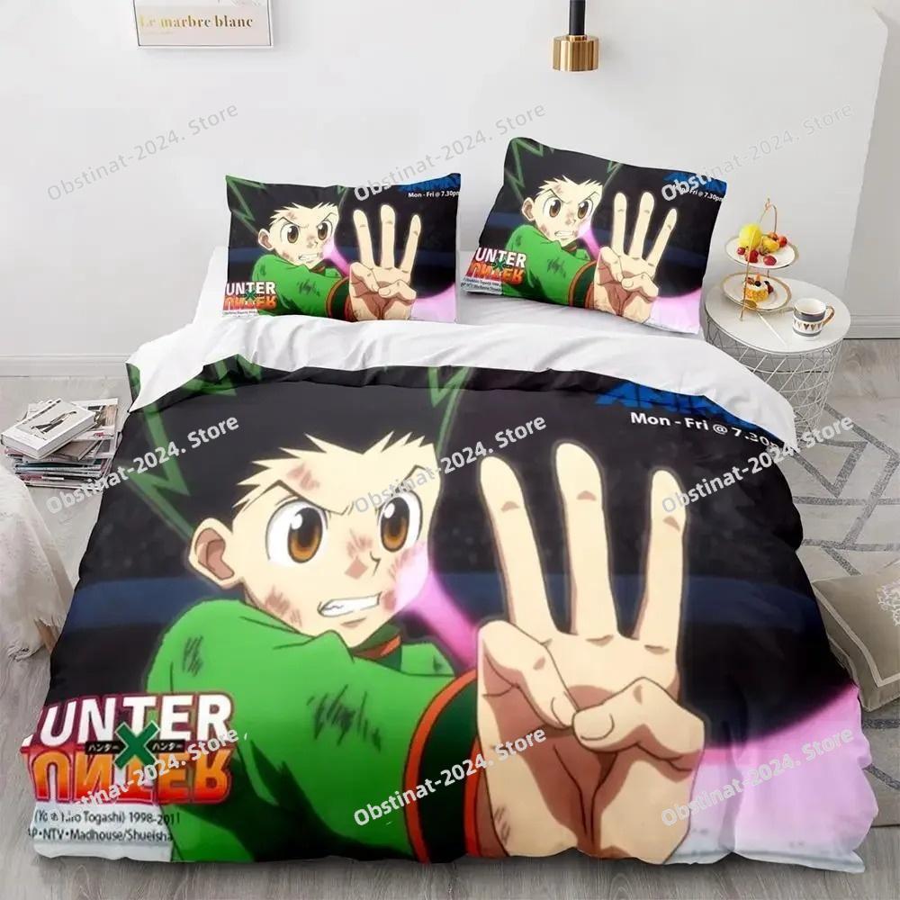 HUNTER×HUNTER Комплект постельного белья Печатный комплект постельного белья Пододеяльник Простыня Наволочка Постель Мягкое покрывало Полный Queen King Размер 3D Печать Аниме