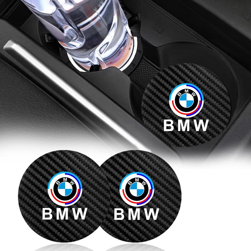 For BMW M 50th Anniversary 3 5 7 series E83 F16 E70 X1 X2 X3 X5 X6 Car Carbon Fibre Water Cup Pad Holder Anti-slip Coasters Mat jbvr38