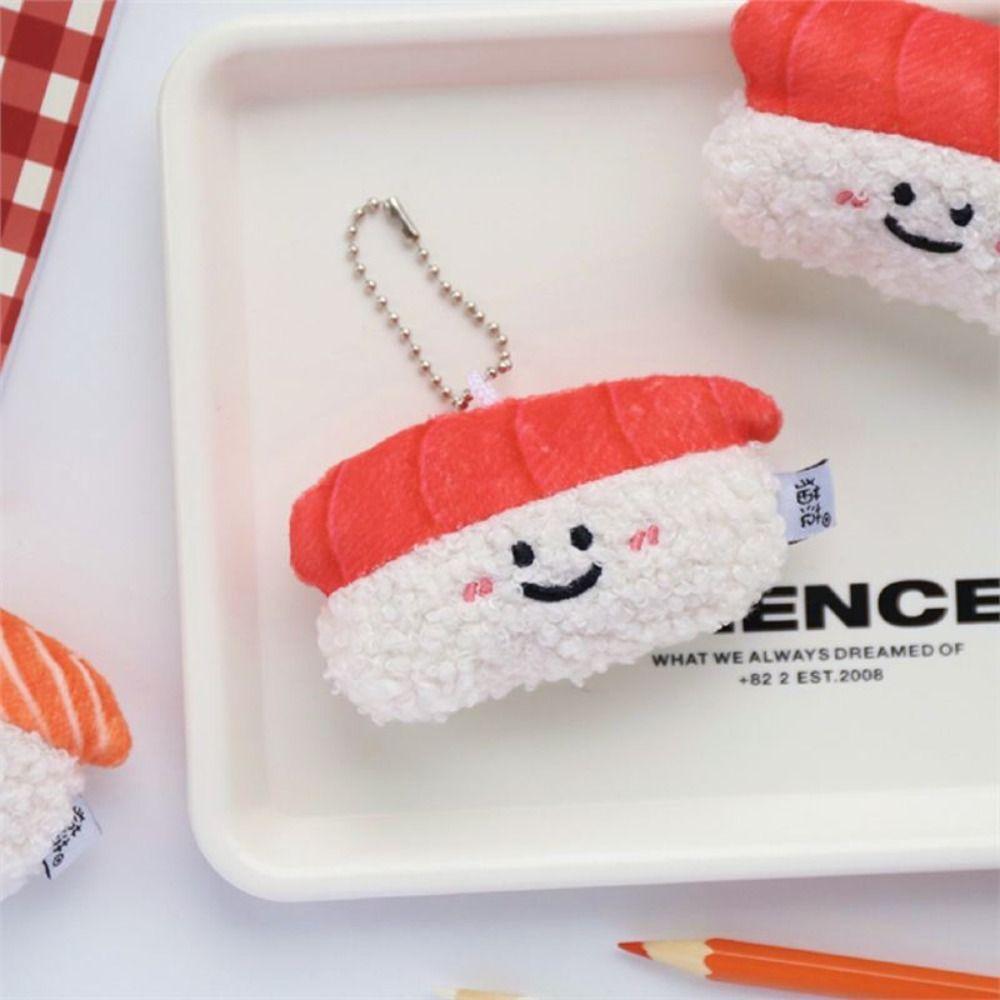 Salmon Sushi Plush Doll Keychain Key Buckle Plush Doll Toy Sweet Children