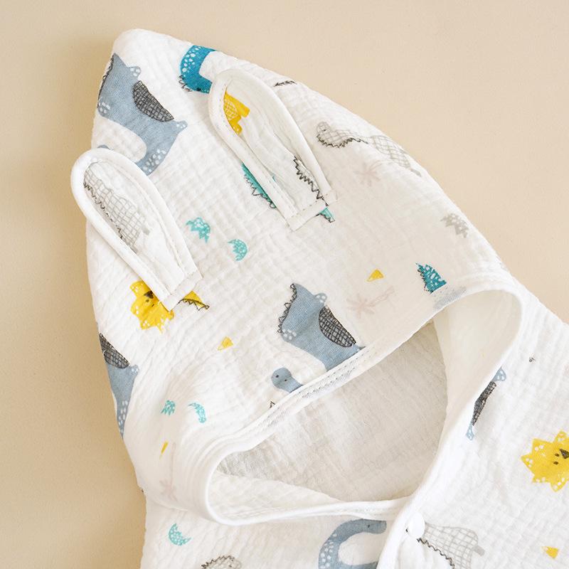 Spring Summer Baby Hooded Cloak Bath Towel Four Layers Crepe Children Hooded Gauze Wear Cotton Cloak