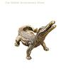 1x Antique Bronze Crocodile Miniature Figurines Vintage Brass Mini Alligator Statue Desk Ornaments Home Feng Shui Decor Crafts
