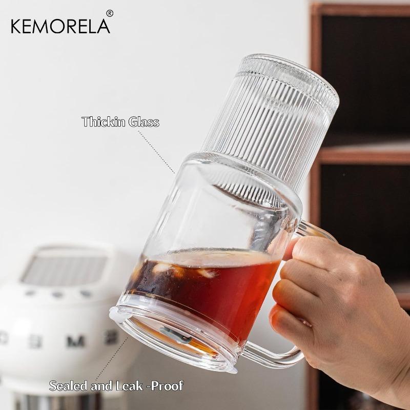 Стеклянный стакан 750 мл с ручкой и крышкой 1/2 шт. Большие стаканы для кофе со льдом с трубочками Современная стеклянная кружка для холодных и горячих напитков Сок