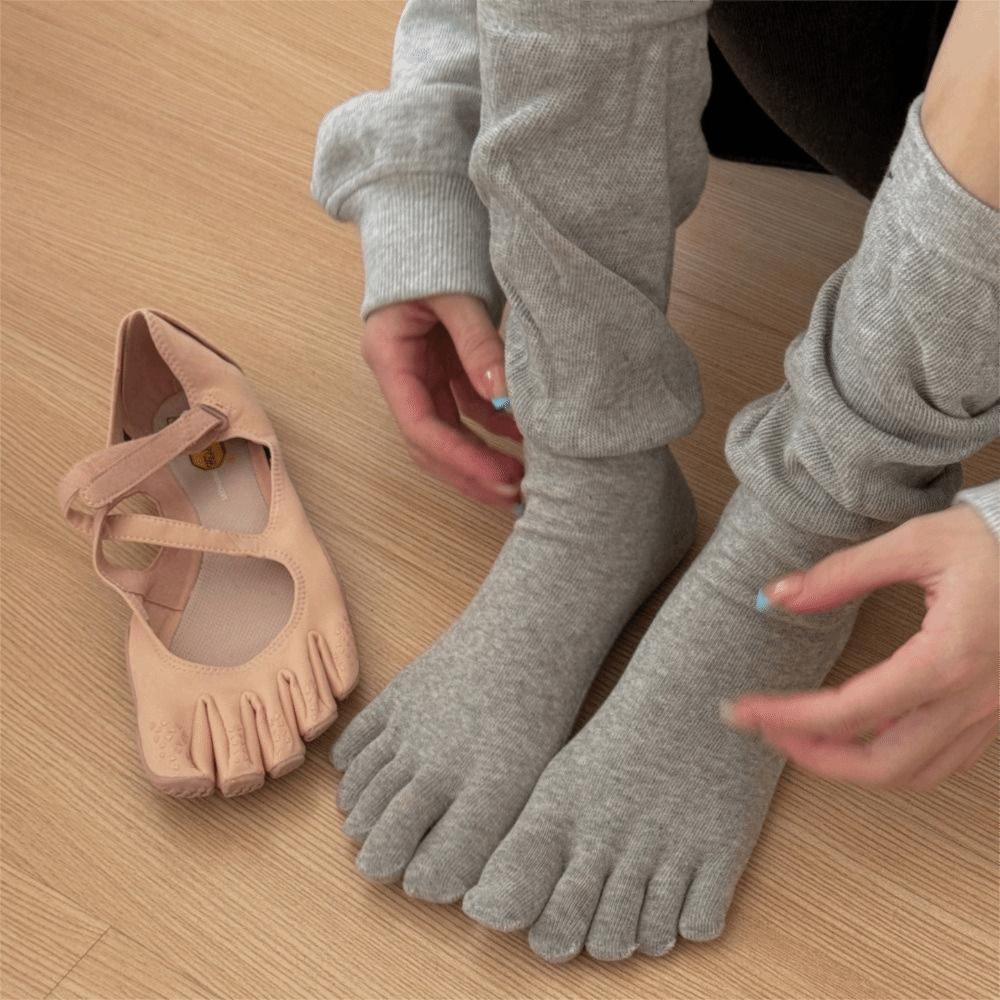 Однотонные носки с пятью пальцами Хлопковые носки с пятью пальцами Милые носки с разделенными пальцами Для девочек