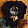 Maycaur Women Summer Short Sleeve Dreamcatcher Feather  3D Print Lady T-shirts Top T Shirt  Tee T-Shirt