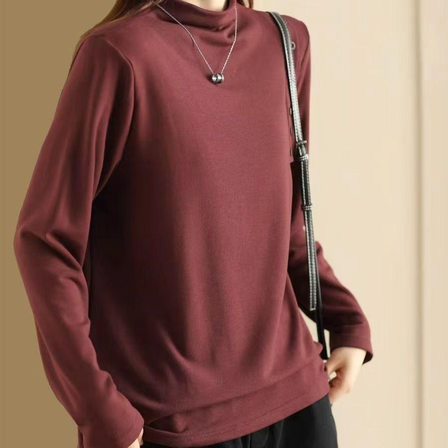 Женские топы с полувысоким воротником на осень и зиму, шлифованные и бархатные, теплые, базовые пуловеры, эластичные, для ношения под одежду и для прикрытия тела, для ношения с верхней одеждой