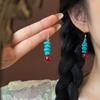 Tibetan Coral Contrast Color Ear Buckles Women Original Chinese Style Retro Literary New Chinese Hanfu Daily Decor Jewelry