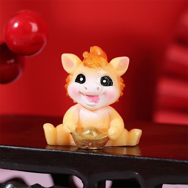 1/2 шт. Реалистичная фигурка-талисман в виде лошади по знаку зодиака из смолы, 2026 год Лошади, декоративные китайские миниатюрные фигурки лошадей