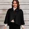 Women's Faux Wool Blend Cape Warm Poncho Fall Winter Soft Shawl Cover Up Short Cloak for Women Solid Color Open Front Cardigan Poncho Short Jacket