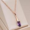Drop Shape Purple Zircon Pendant Necklace Inlay White Zircon Luxury Women Jewelry