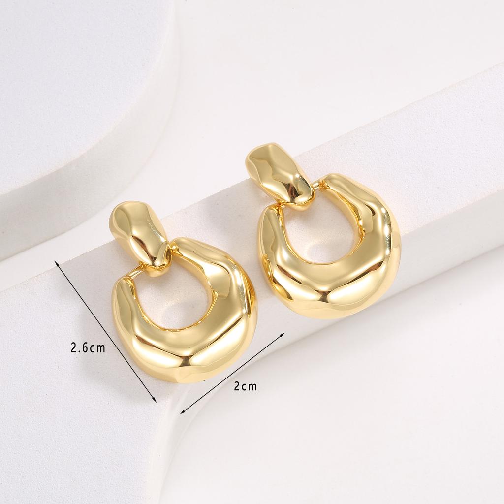 Ретро металлические геометрические серьги INS нишевый дизайн текстура ушная пряжка легкая роскошь холодная простая ушная пряжка