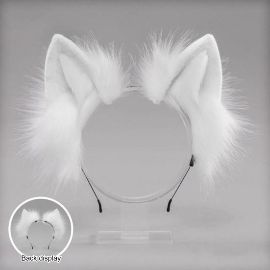 Повязка на голову из искусственного меха лисы с кошачьими ушками в плюшевом стиле для ролевых игр, переодевания, ручной работы, повязка на голову, реквизит для косплея