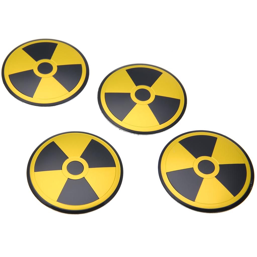 4 шт. символ предупреждения о ядерной опасности, центральная крышка ступицы колеса, эмблема, наклейка, наклейка