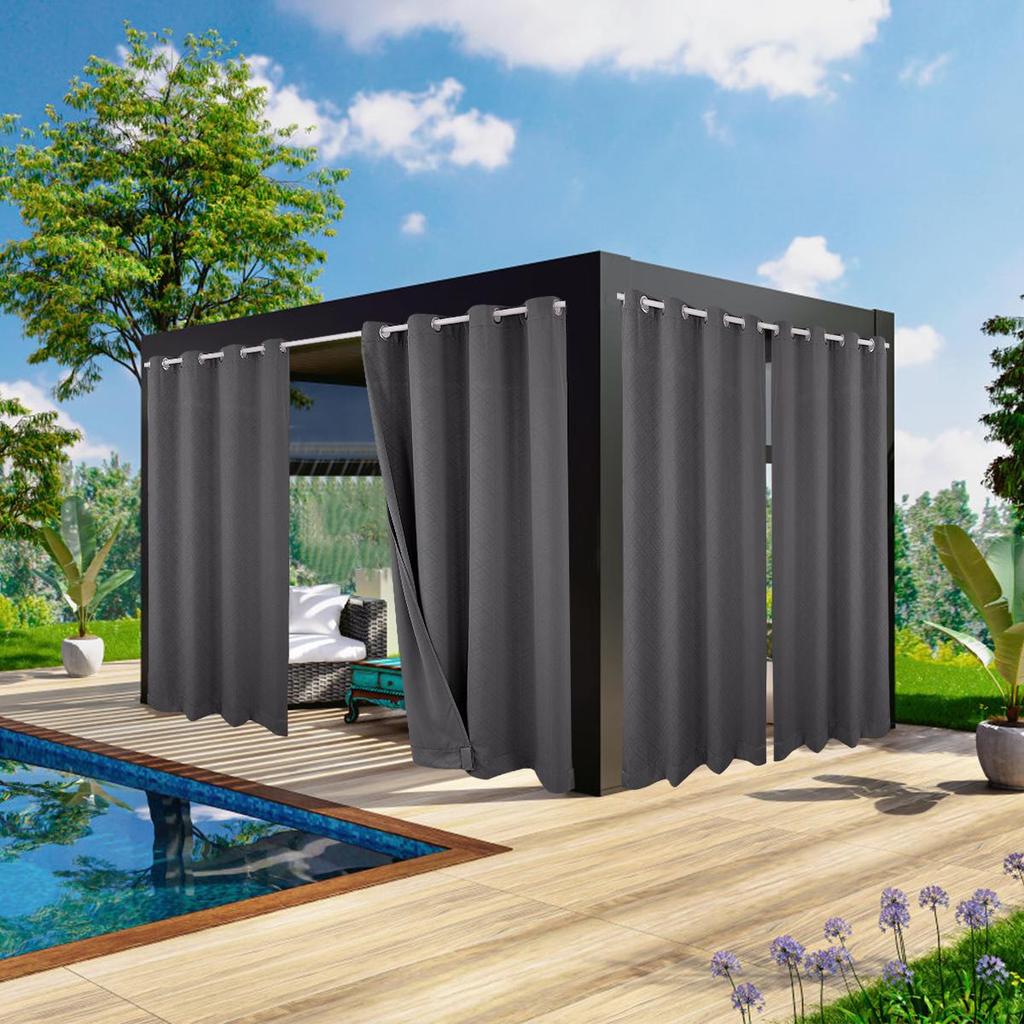 1 Panel Outdoor Curtains, Waterproof UV Protection Blackout Curtain with Eyelets, 3D Textured Indoor Outdoor Drapes for Garden, Pergola, Gazebo