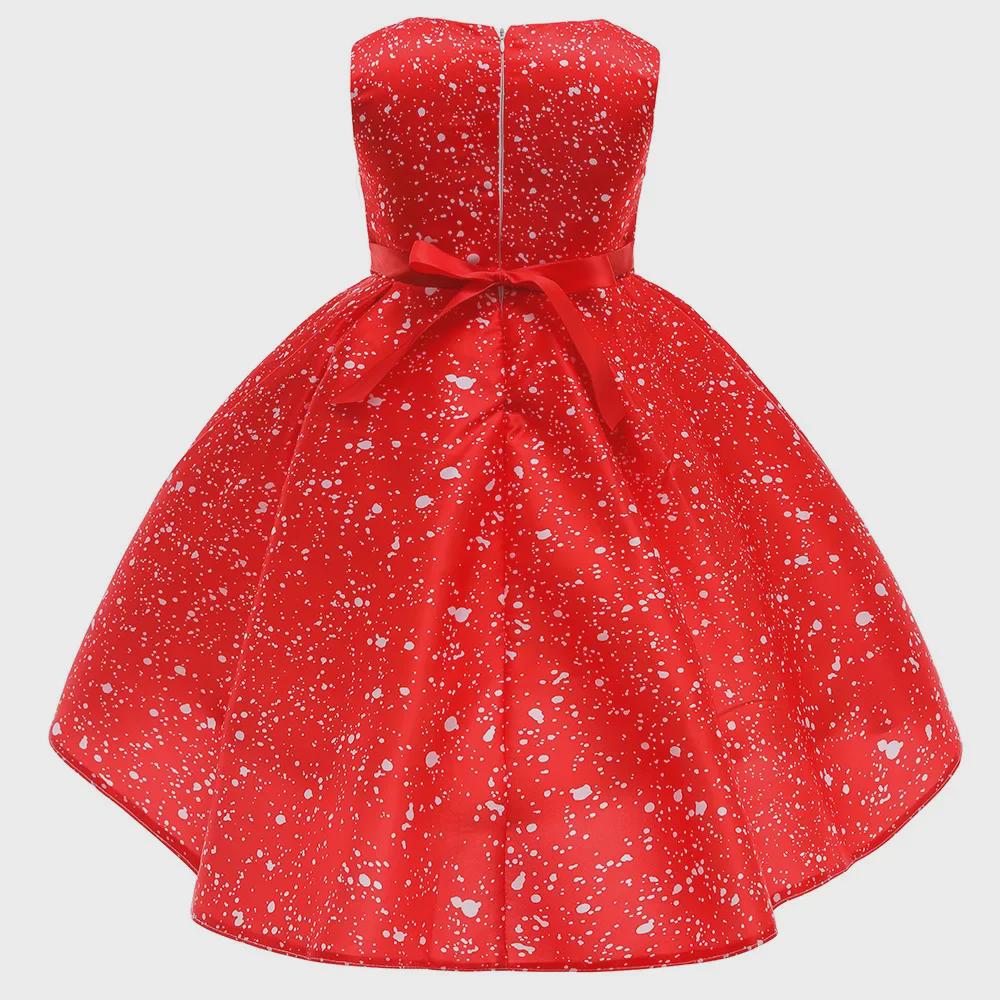 Новое рождественское длинное платье с принтом Санта-Клауса для девочек