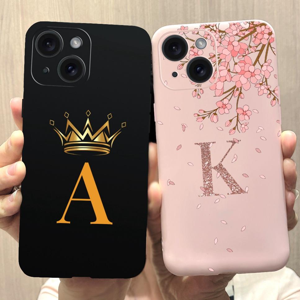 For Apple iPhone 15 15Pro 5G Case Fashion Letter Flower Luxury Crown Soft Silicone Cover For iPhone15+ 15Plus 15 Pro Max Bumper