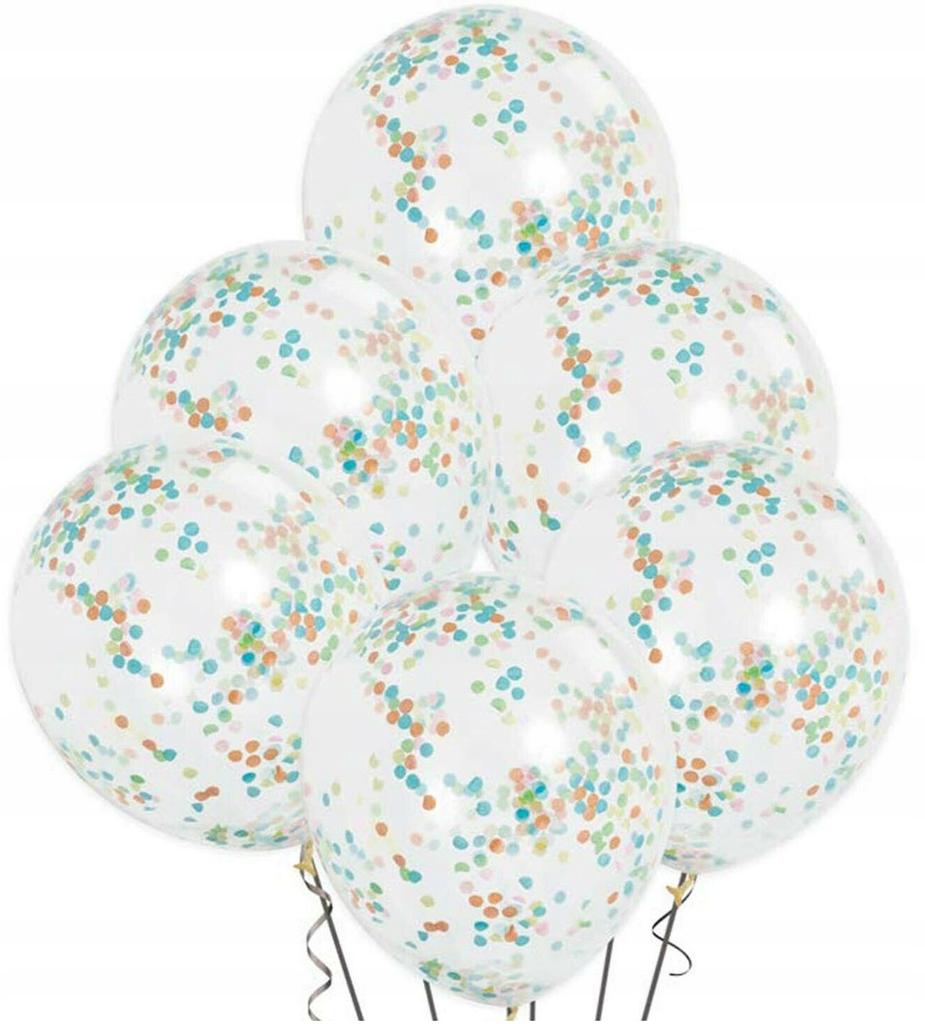 Balony Przeźroczyste Z Konfetti Mix, 1 Kpl.