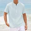 2024 Летняя мужская европейская рубашка кэжуал с коротким рукавом и воротником-стойкой