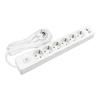 SELDUR G6TH52B Power Strip, 6 Type F Sockets + Switch, USB A+C Fast Charge 20W, White, 5m Cable