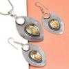 Lemon Topaz Gemstone Mother's Day Jewelry Pendant Earring Set